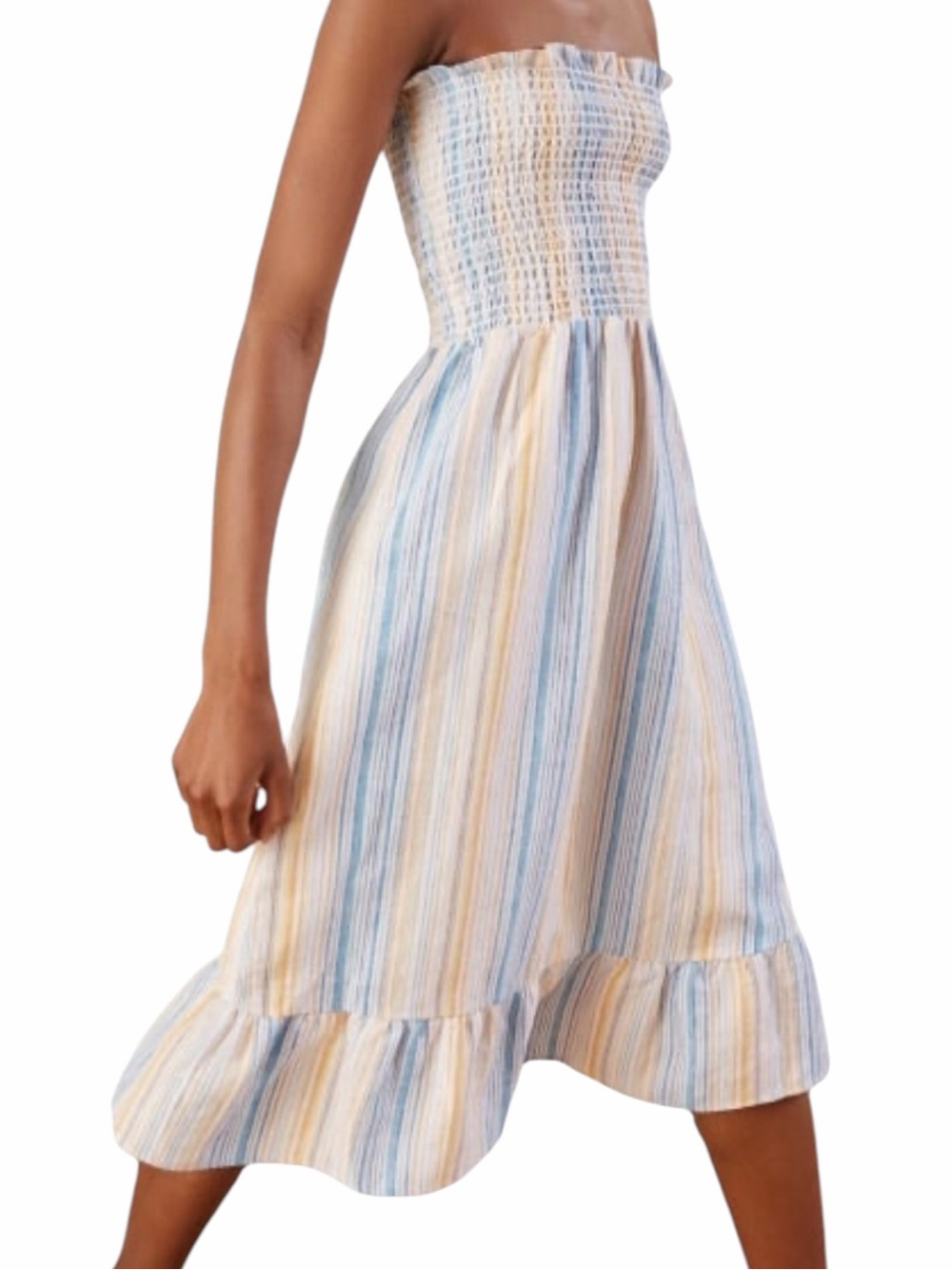 Reformation Marbella Bermuda Smocked
100% Linen Midi Dress Size S